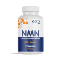 NMNBIO NMN 500mg bottle front label with 30 capsules ß-Nicotinamide Mononucleotide NAD+ Support