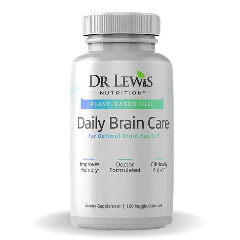 Daily Brain Care capsules by Dr. Lewis for cognitive support, memory, and mental clarity