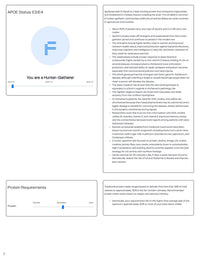 Sample APOE status page from the myDNA Comprehensive Health Report, showing an E3/E4 result on the ApoE scale, what the genotype means, and a protein requirements gauge