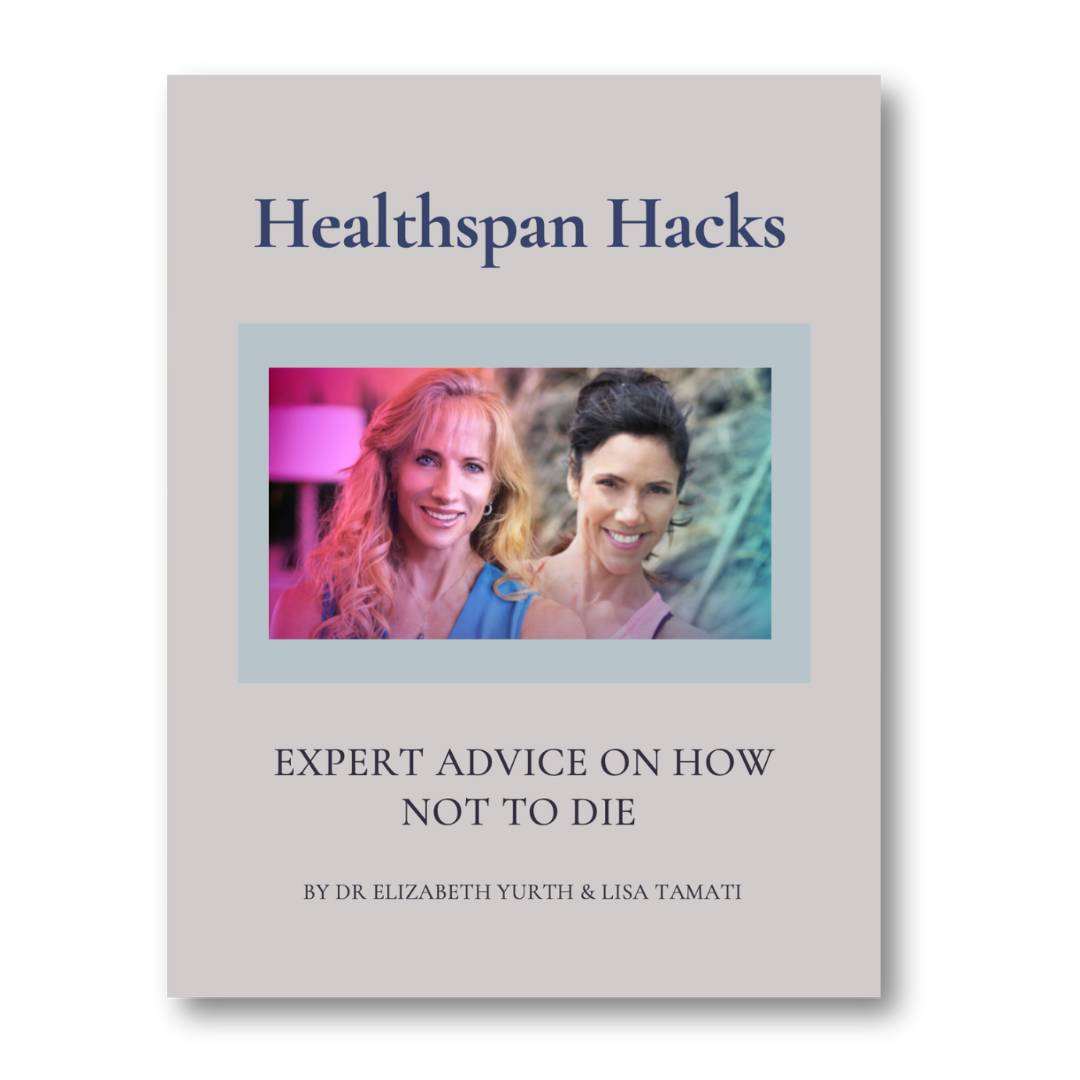 Cover of Healthspan Hacks course by Lisa Tamati and Dr. Elizabeth Yurth – longevity and wellness interview series