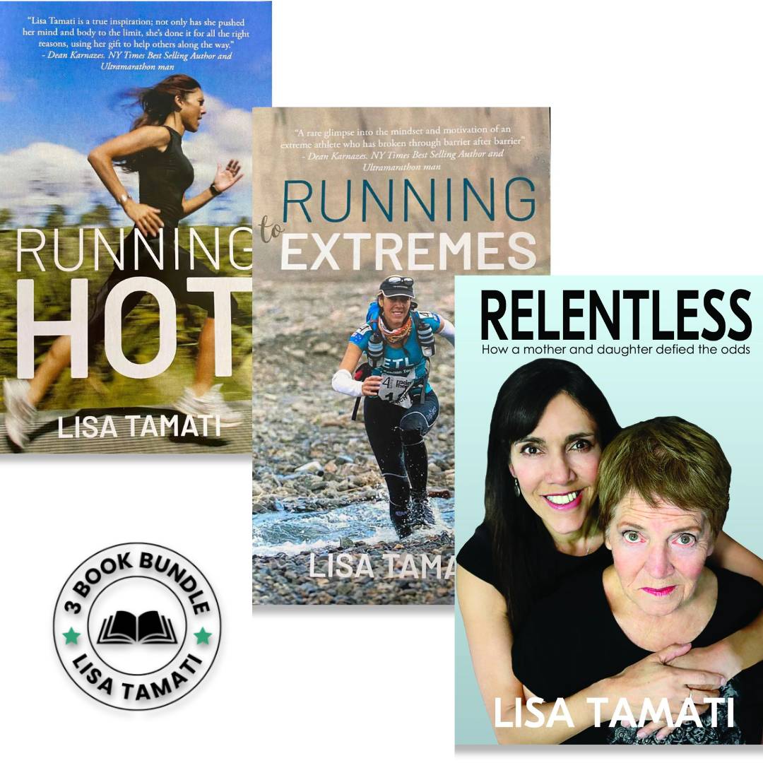 3 Book bundle featuring Running Hot, Running to Extremes, and Relentless by Lisa Tamati—three inspiring memoirs of endurance, adventure, and resilience