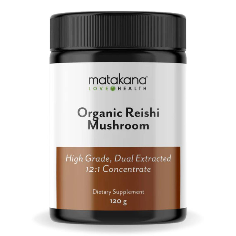 Matakana Health Reishi Mushroom Extract, 120g powder for immune support, stress relief, and antioxidant protection