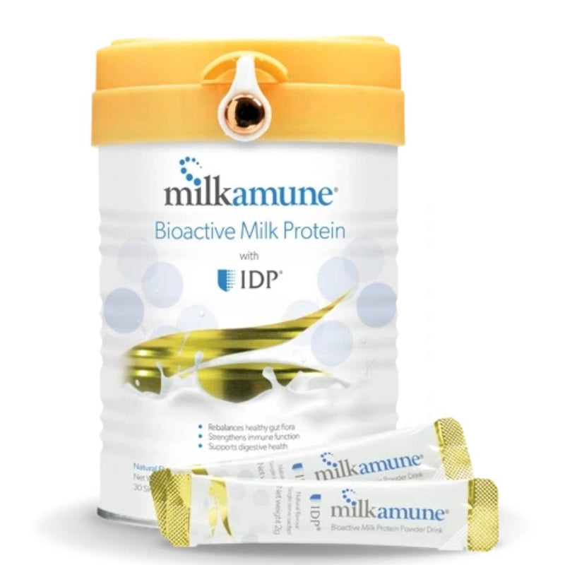 Milkamune Bioactive Milk Protein with IDP by Quantec for immune defense, gut health, and upper respiratory support