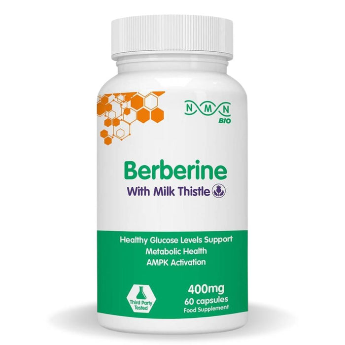 NMNBio Berberine 400mg with Milk Thistle, 60 capsules for metabolic health, metabolic wellness balance, and liver support